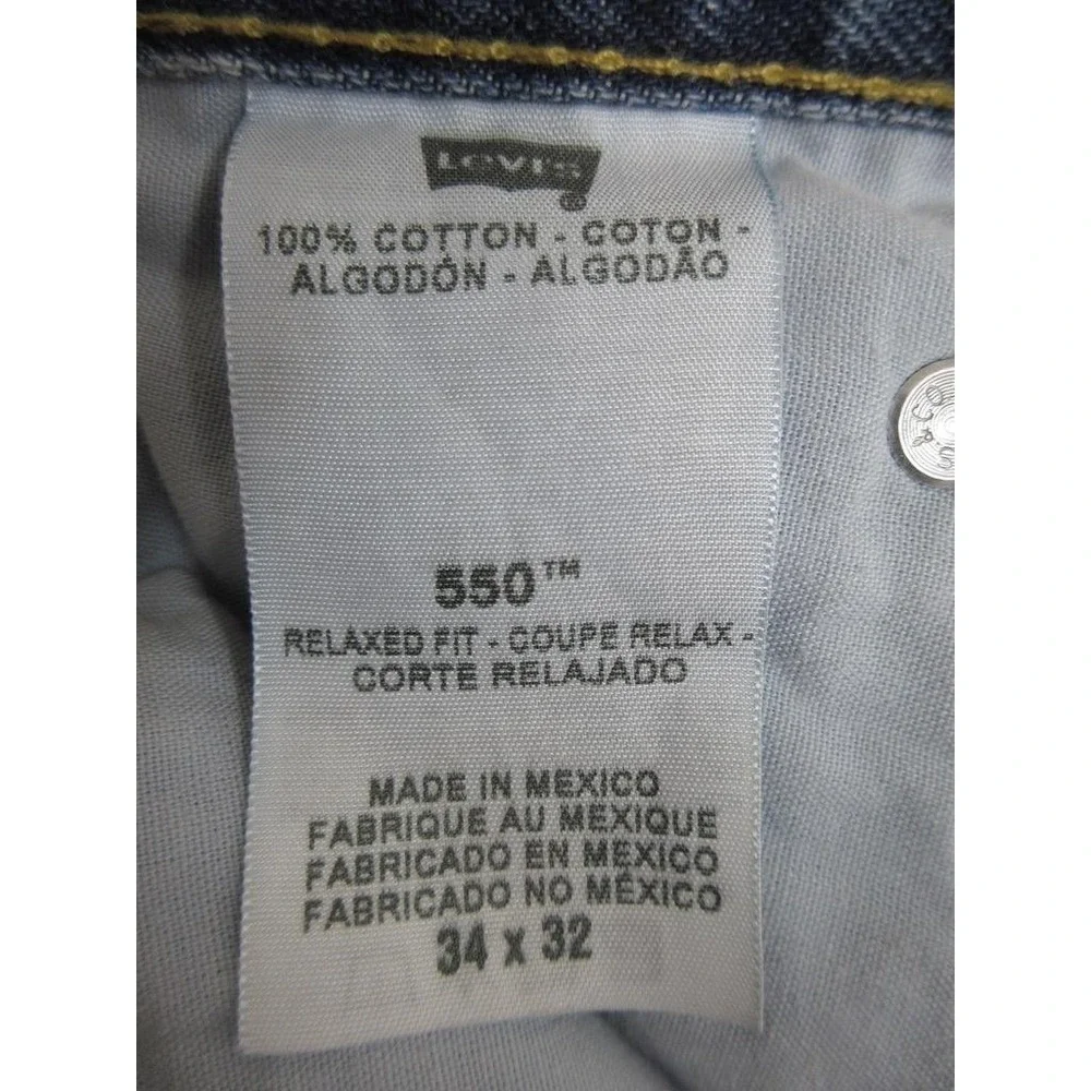 Levis 550 Relaxed Fit Jeans Mens 34x32 Blue Tapered Denim Medium Wash Red Tab